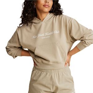Sporty & Rich New York Health Club Cropped Drawstring Hoodie - Size Medium